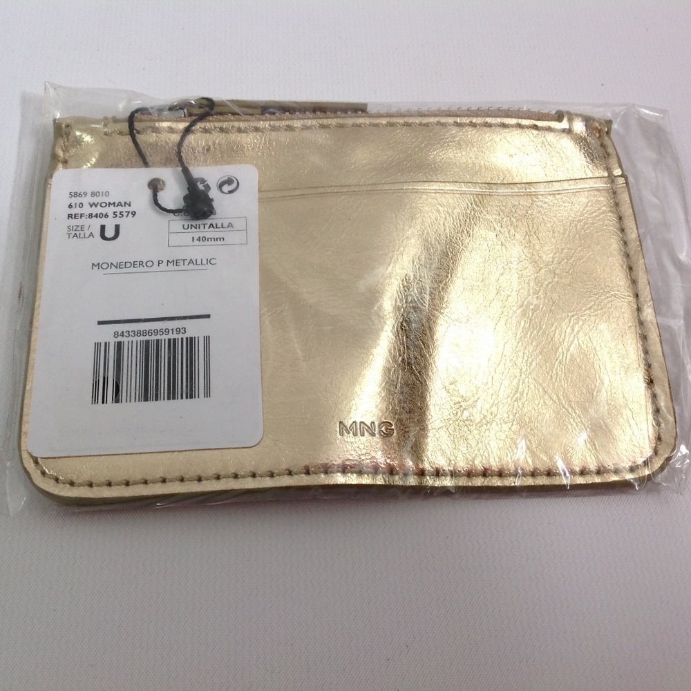 New MNG Women's Tiny Wristlet Purse Zipped Gold OS